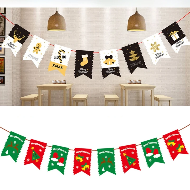 

Merry Christmas Banner Novelty Xmas Wall Banners Christmas Tree Decoration for Party Home Office Fireplace Mantel Window