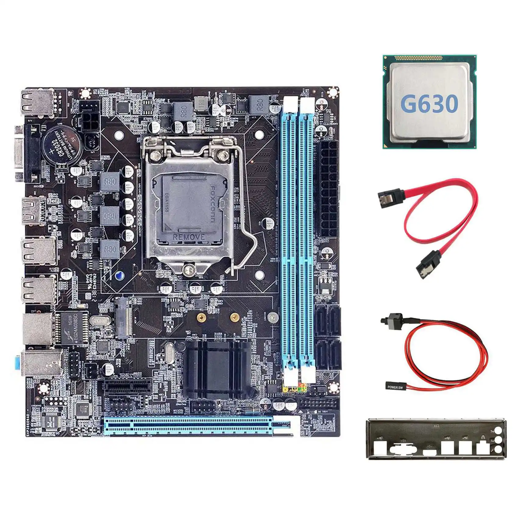 

H61 Motherboard+G630 CPU+SATA Cable+Switch Cable+Baffle LGA1155 M.2 NVME DDR3 for Office for PUBG CF LOL Motherboard