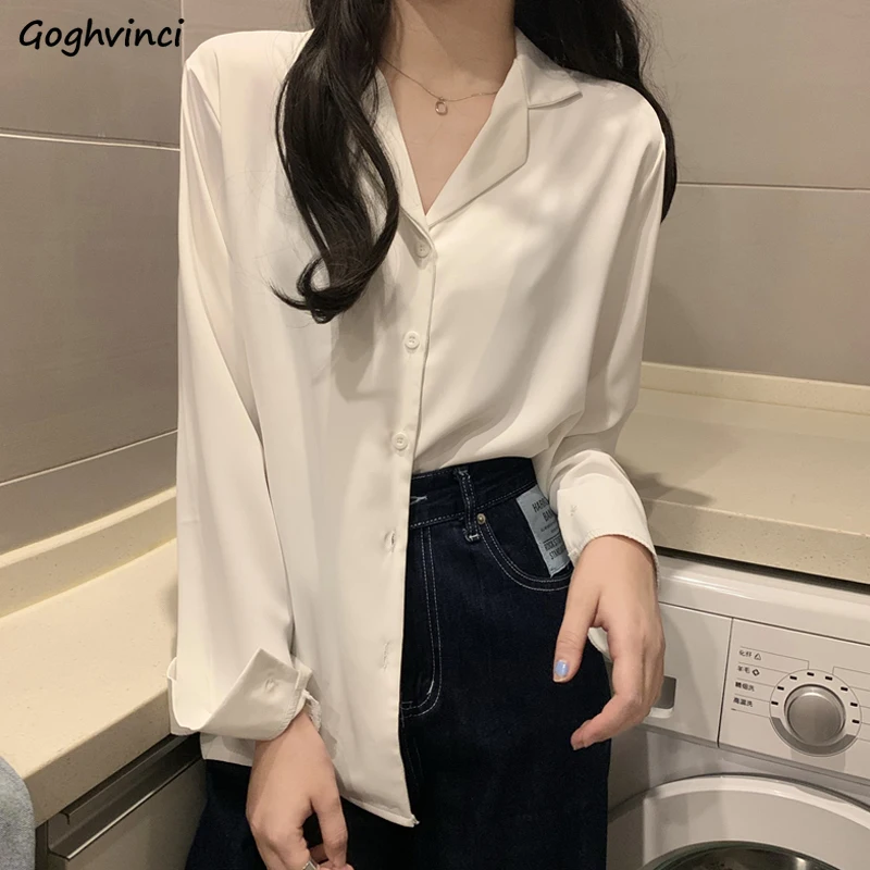 

Shirts Women Long Sleeve Retro Pure Spring Office Ladies New Arrival Prevalent Camisas Mujer Korean Style Vintage Trendy Leisure