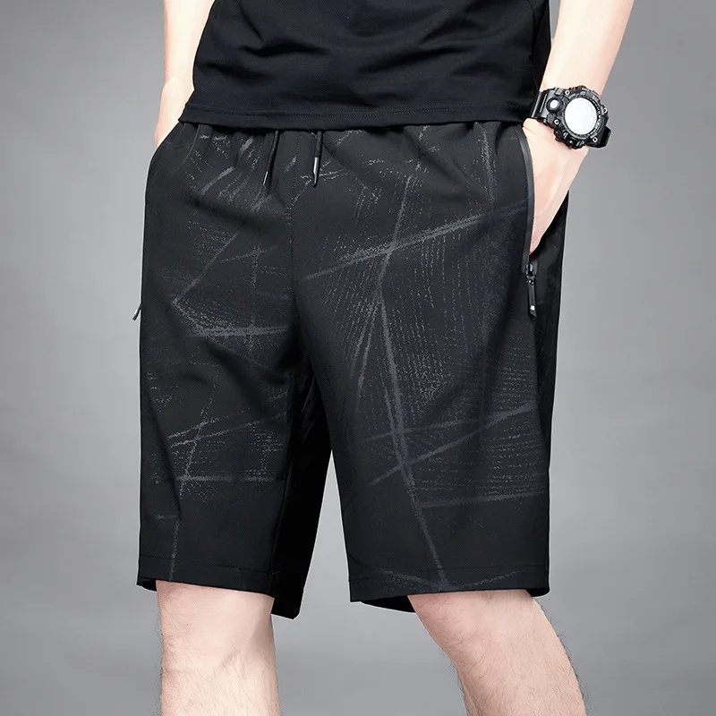 

High Quality Summer Men's Casual Shorts Loose Five Pants Outdoor Printed Sports Pants Beach Pants Ice Silk Mid Pants