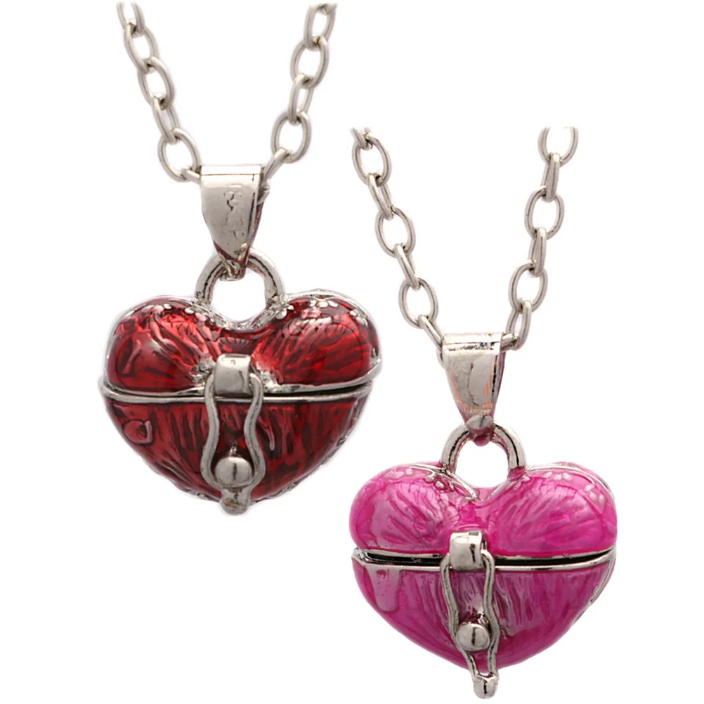 

Gemstone Heart Pendant Locket Necklace Girlfriend Daughter Mom Women Mother Matching Necklaces