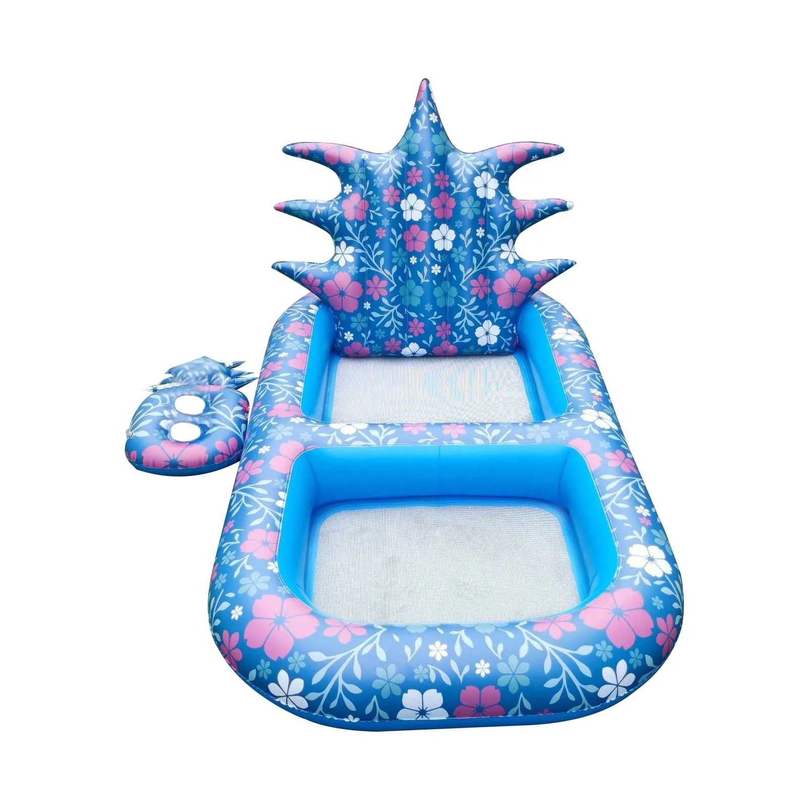 

Pineapple Hammock Pool Float Party Toy Raft Summer Pool Lounge With Backrest & Drink Holder Pool Floats Inflatable Mat For