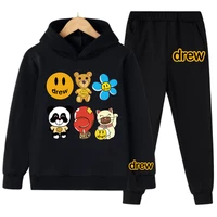 new long sleeve casual drew house fashion justin bieber printed hoodie sweatshirt kids pullover for boys and girls length