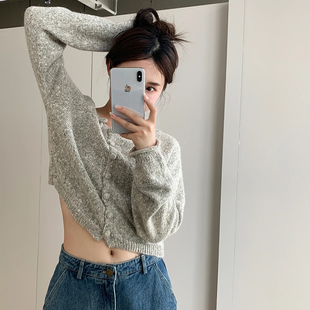 Новинка 2024 женский осенний свитер с круглым вырезом и бантом вязаный длинным