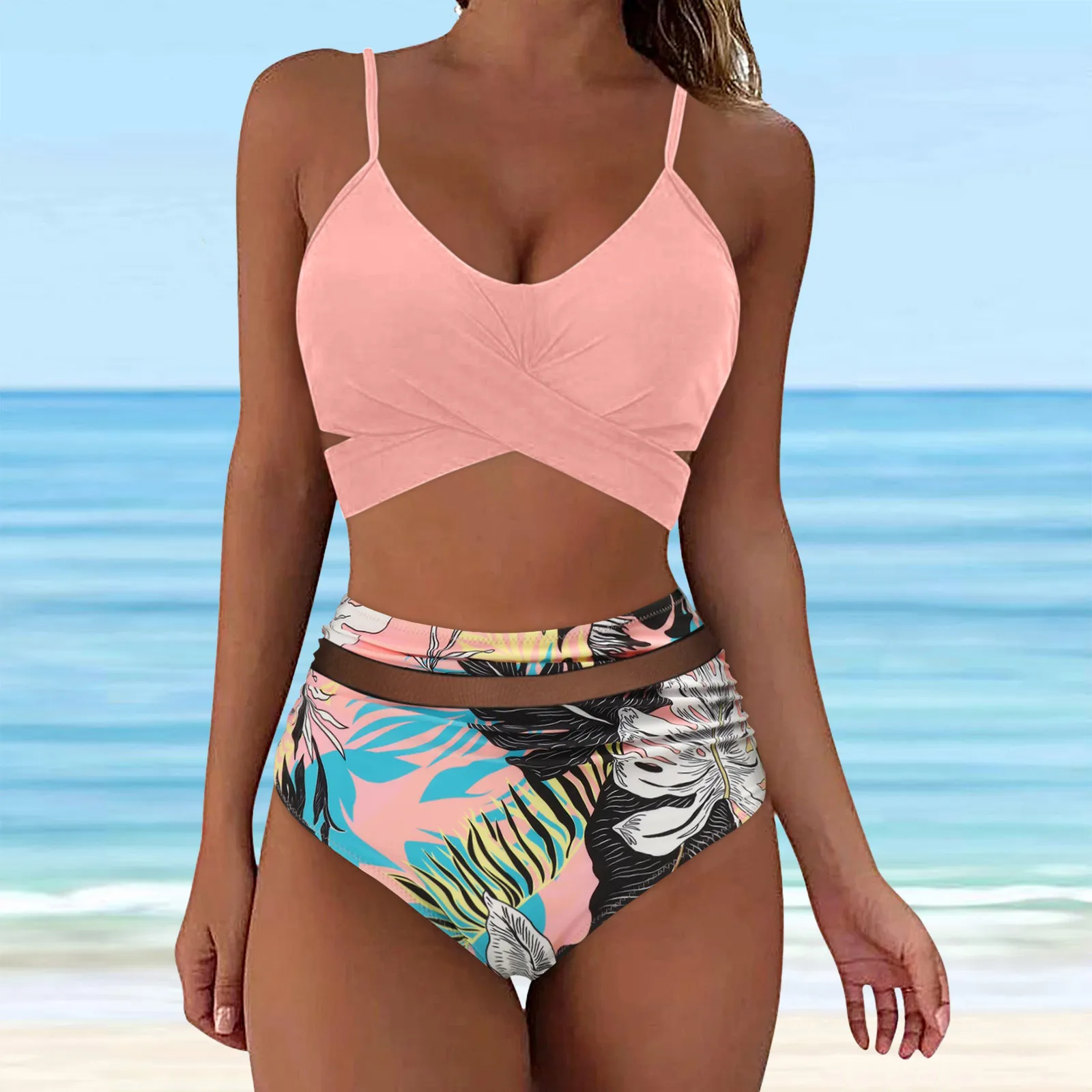 Женские комплекты бикини с чашками пуш-ап и принтом в стиле бохо купальники