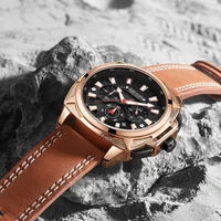 megir top brand chronograph quartz watches men fashion leather band waterproof sport wristwatch for mens relogio masculino