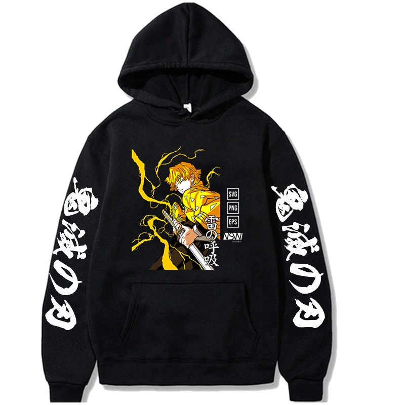 

Zenitsu Print Hoodies Demon Slayer Anime Clothes Fashion Tracksuit Men High Street Women Sweatshirt Hip Hop Streetwear Oversize
