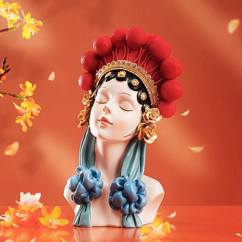 

Chinese Creative National Tide Style Peking Opera Hua Dan Resin Accessories Home Cabinet Sculpture Decoration Crafts