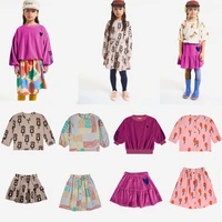 korean kid clothes shirt skirt for baby girls 2022 new bc autumn flower cotton sweatshirts dress set childrens clothings