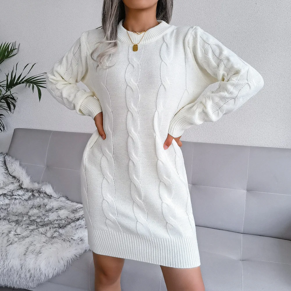 

Liooil Sexy Bodycon Knit Sweater Short Dress Women Streetwear Autumn Winter 2022 New Long Sleeve O Neck Warm Knitted Mini Dress