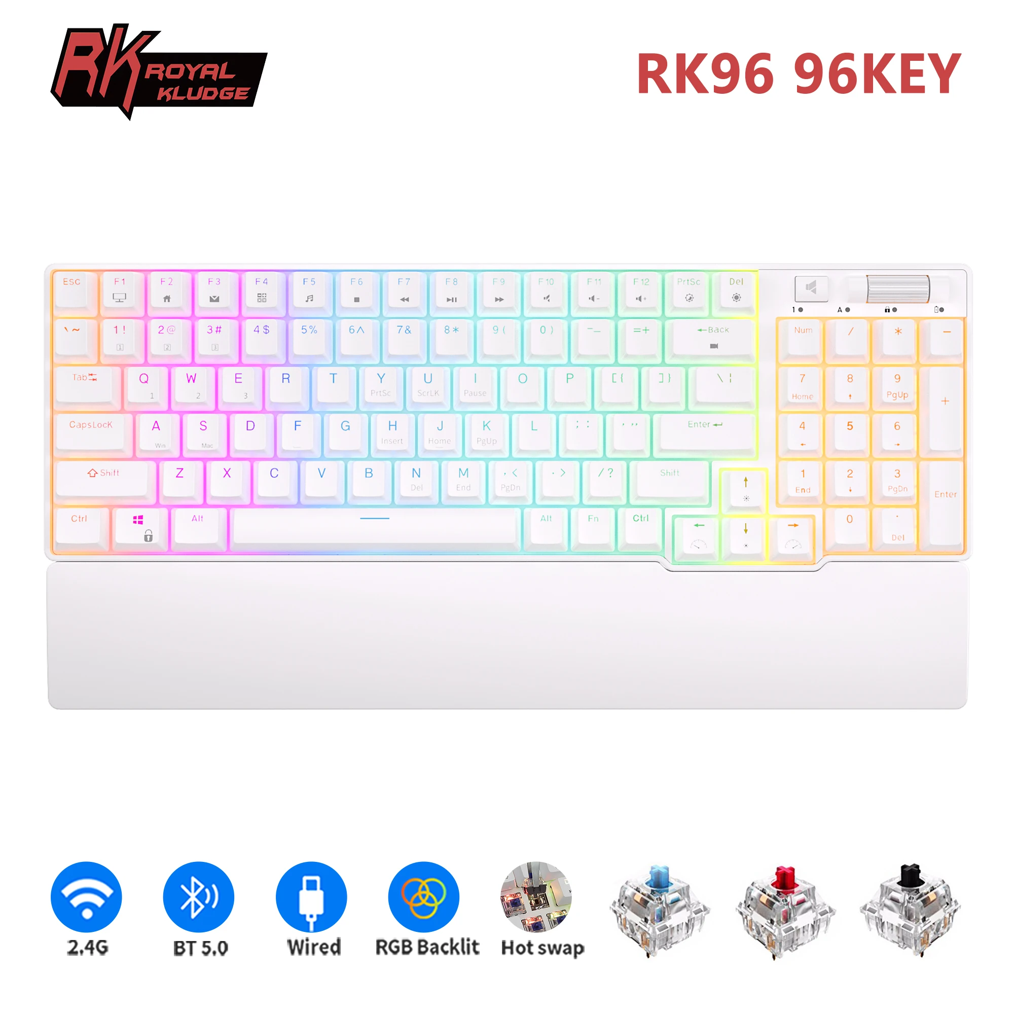 

Смарт-клавиатура ROYAL KLUDGE RK96 RGB с поддержкой Bluetooth 2,4/ГГц