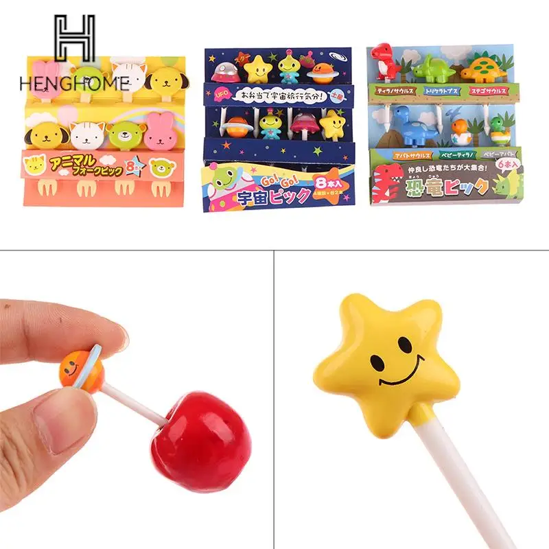

1 Set Animal Fruit Fork Food Grade Plastic Mini Cartoon Kids Cake Fruit Toothpick Bento Lunch Bento Accessories Party Decoration