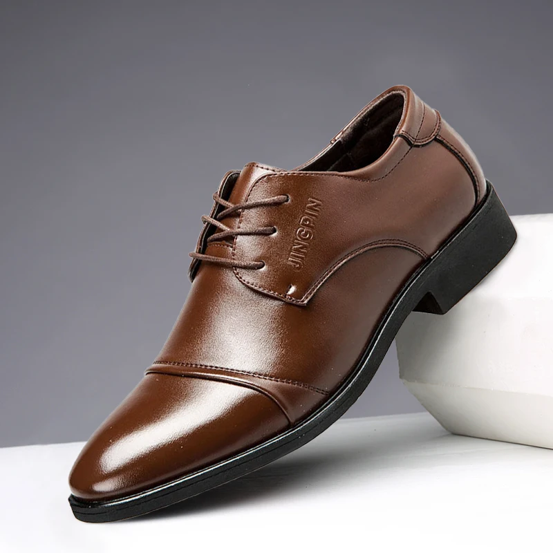 

Туфли мужские кожаные без шнуровки, Классическая обувь с заостренным носком, повседневные оксфорды, блестящие Мокасины