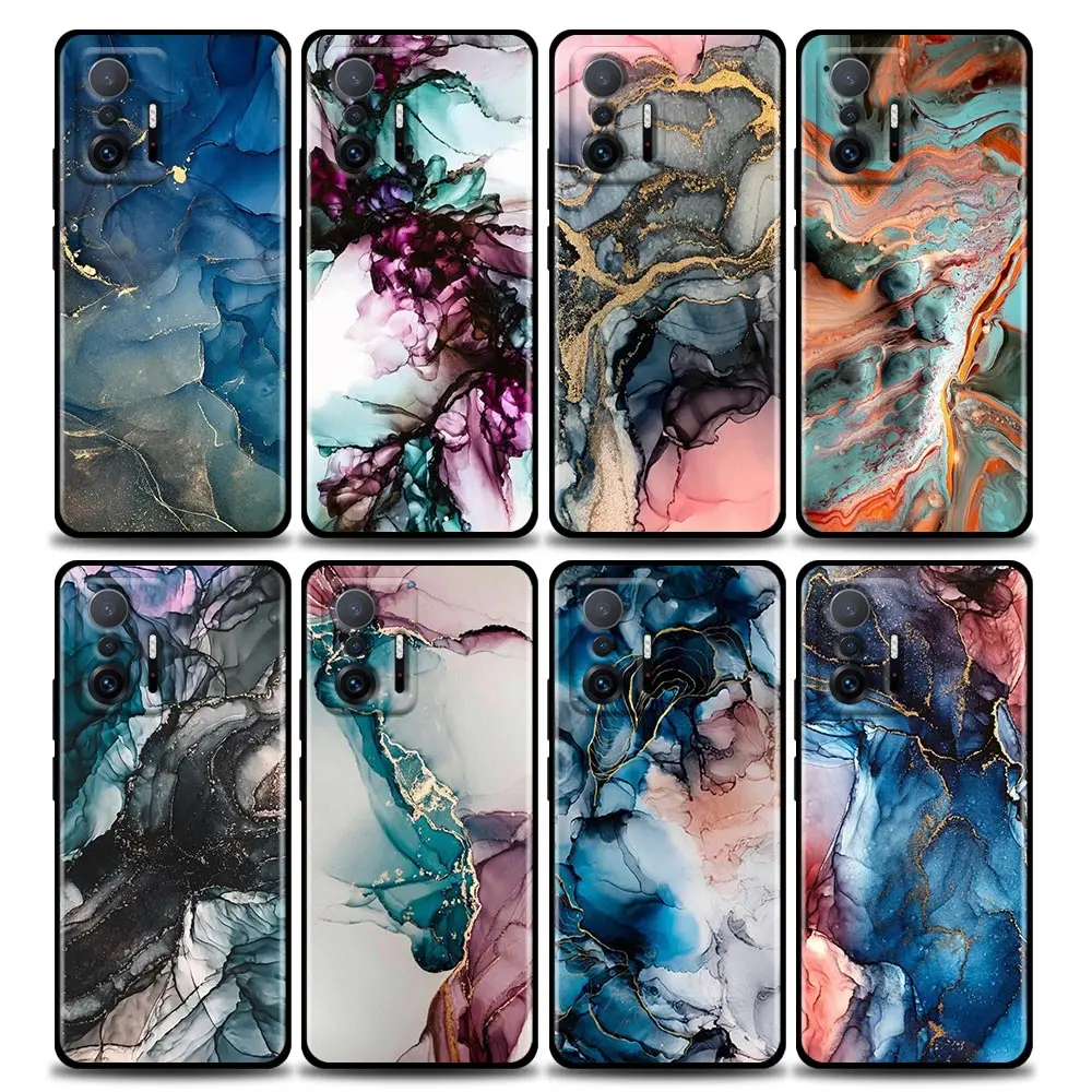 

Phone Case for Xiaomi Mi 12 12X 11 11X 11T X3 X4 NFC M3 F3 GT M4 Pro Lite NE 5G Silicone Case Cover Marbled Overlay