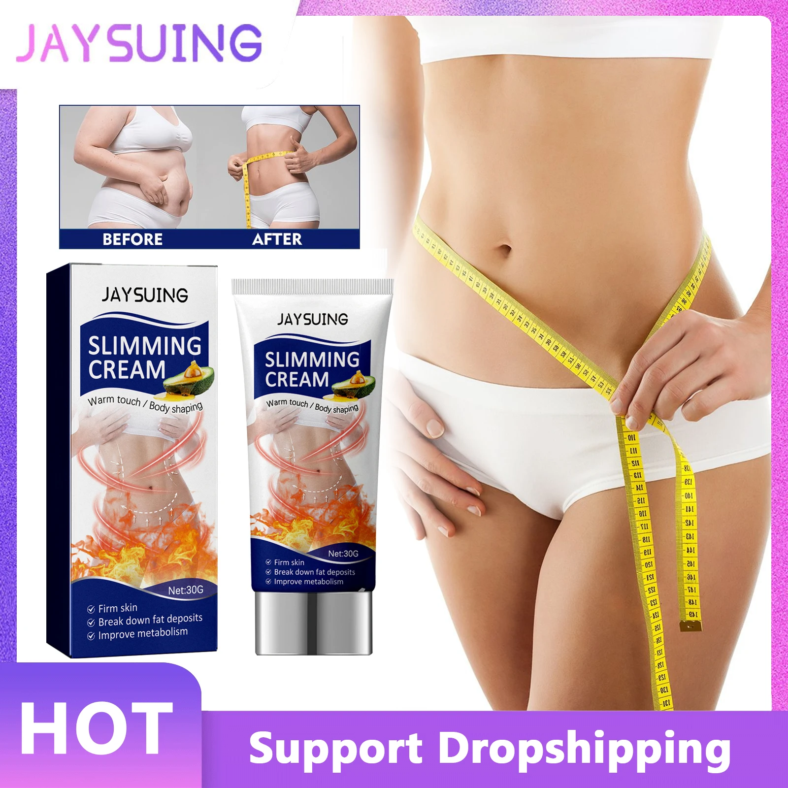 

Jaysuing Slimming Cream Weight Loss Anti Cellulite Belly Waist Fat Burner Promote Body Metabolism Firming Shaping Massage Cream