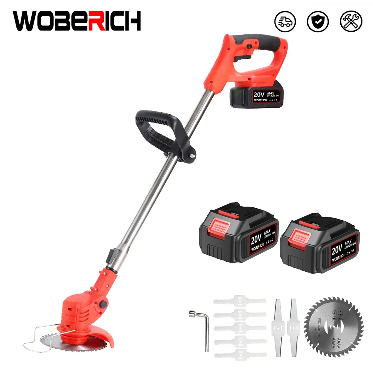 

WOBERICH Electric Lawn Mower Handheld Cordless Garden Grass Trimmer Length Adjustable Foldable Garden Pruning Power Tools