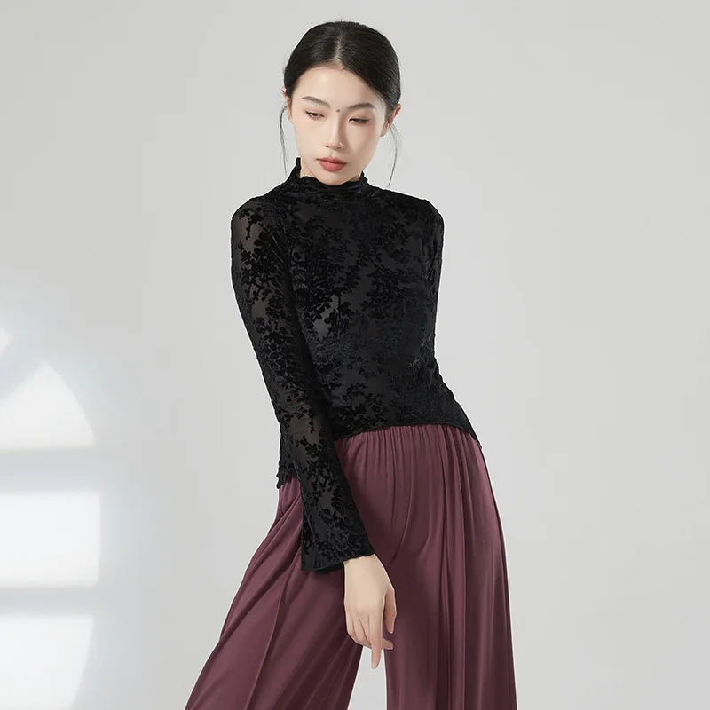 Женский приталенный костюм для танца живота блузка с длинным рукавом и ложным