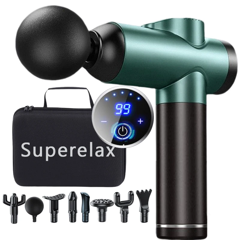 Массажный пистолет 99 снастей 8 головок для массажа спины и шеи Электрический