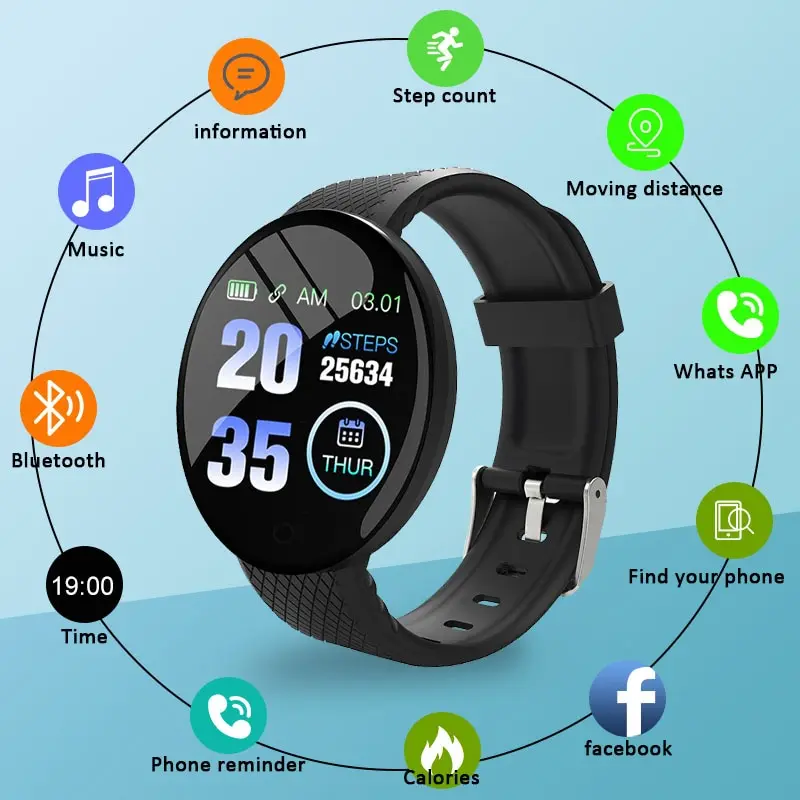 

D18 Smartwatch Circular Color Screen With Multiple Sports Modes Call Information Reminder Photo Taking Music Smart Bracelet