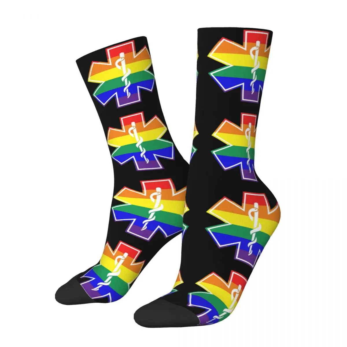 Rainbow Flag Merch Warm Star Of Life Emt Graphic Socks All Seasons