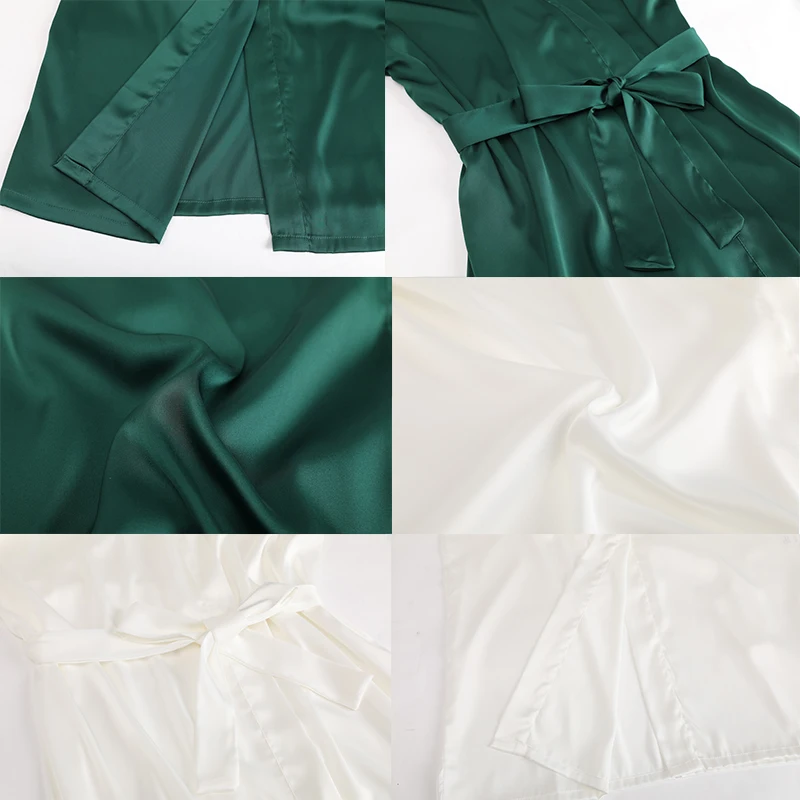 2021 Satin Chiffon Robes Long Robes Long Sleeve Custom Bridesmaid Robes Bride Robe Women Long Wedding Bathrobe Homewear