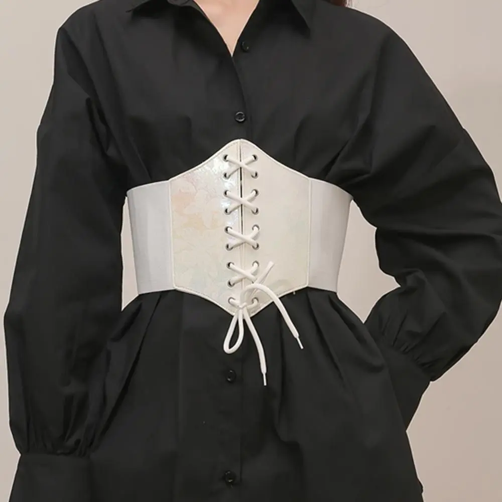 

Shinny Wide Side Waist Strap Belt For Women Elastic Corset Belts Coat Dress Decorative Adjustable Bandage Butterfly Waistband