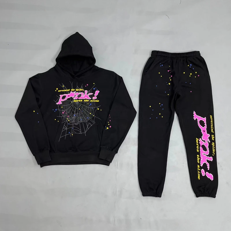 Young Thug Spider Hoodie Sweatshirt Tracksuit Spider Web Pullovers Sp5der 555555 Sweatpants Set