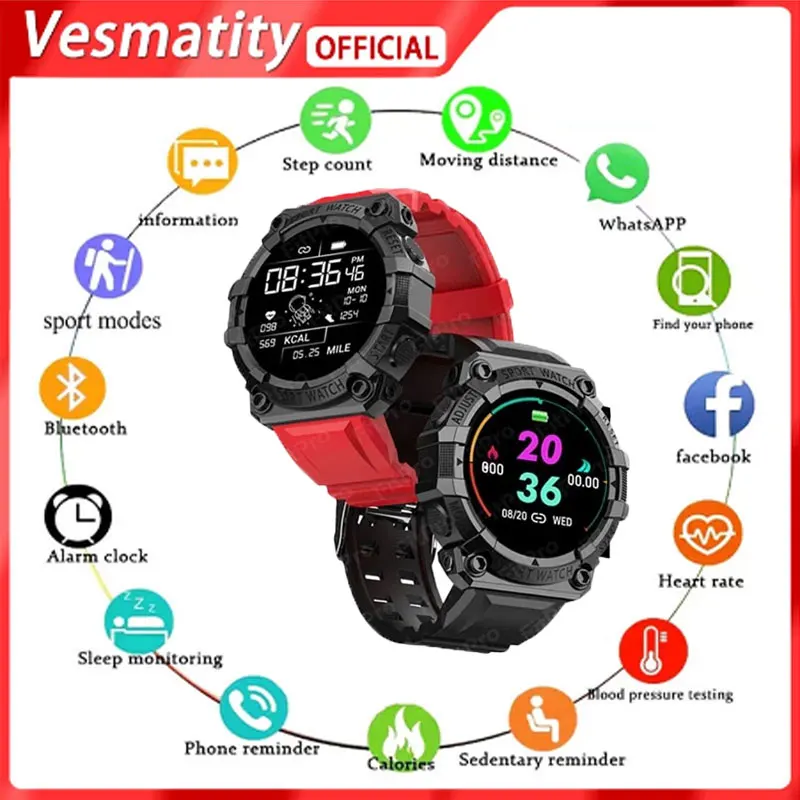 

2022 Vesmatity Smart Watch Men Women Touch Screen Sports Fitness Watch Waterproof Bluetooth For Android FD68S Smart Watch Men