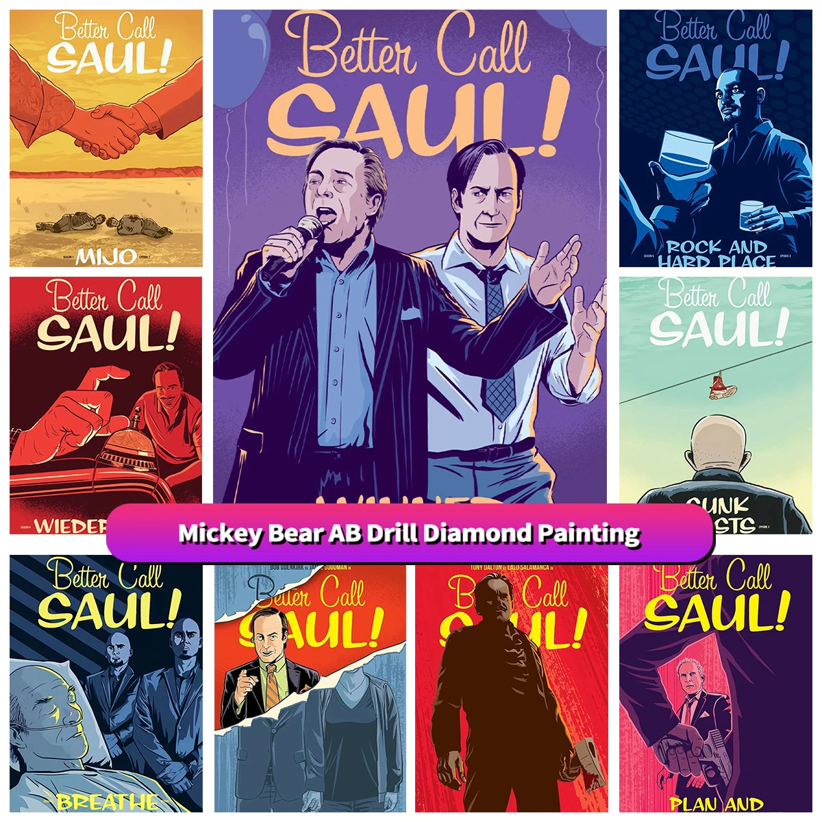 

Comedy Crime TV Series Better Call Saul DIY Diamond Mosaic Painting Jimmy McGill Portrait Full Drills Cross Stitch Home Decor