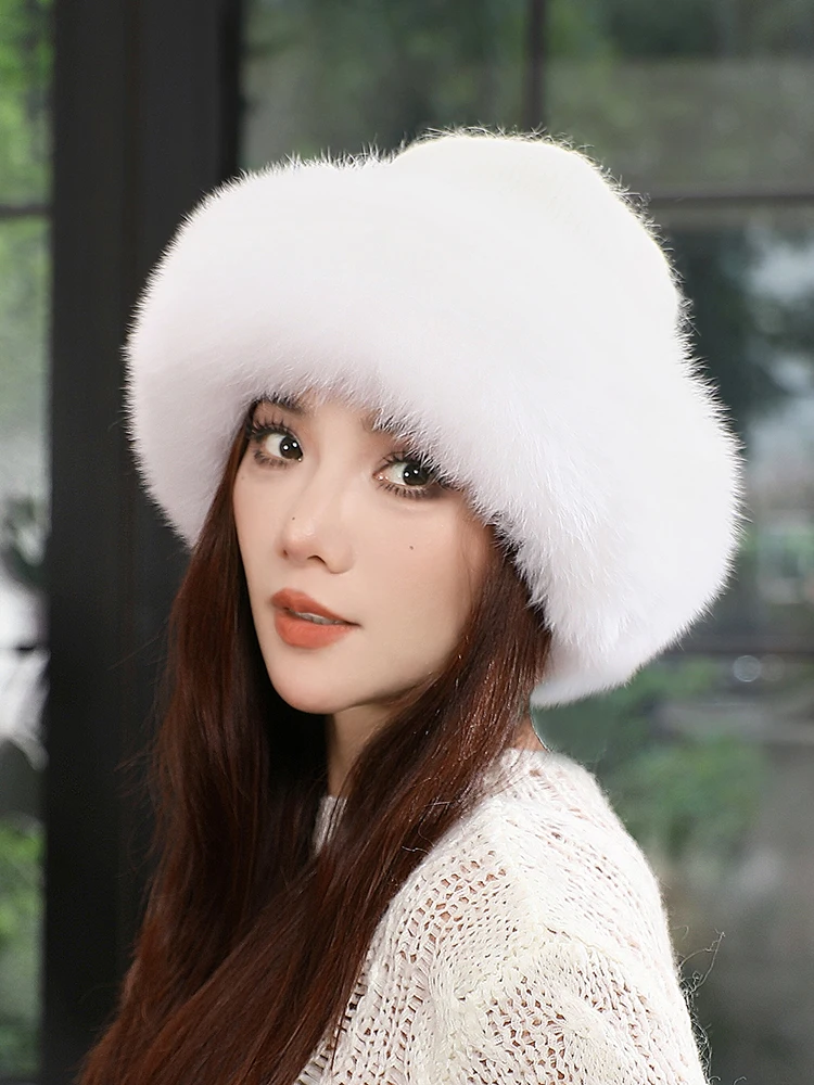 Меховая шапка для женщин среднего и пожилого возраста осенне-зимняя уличная