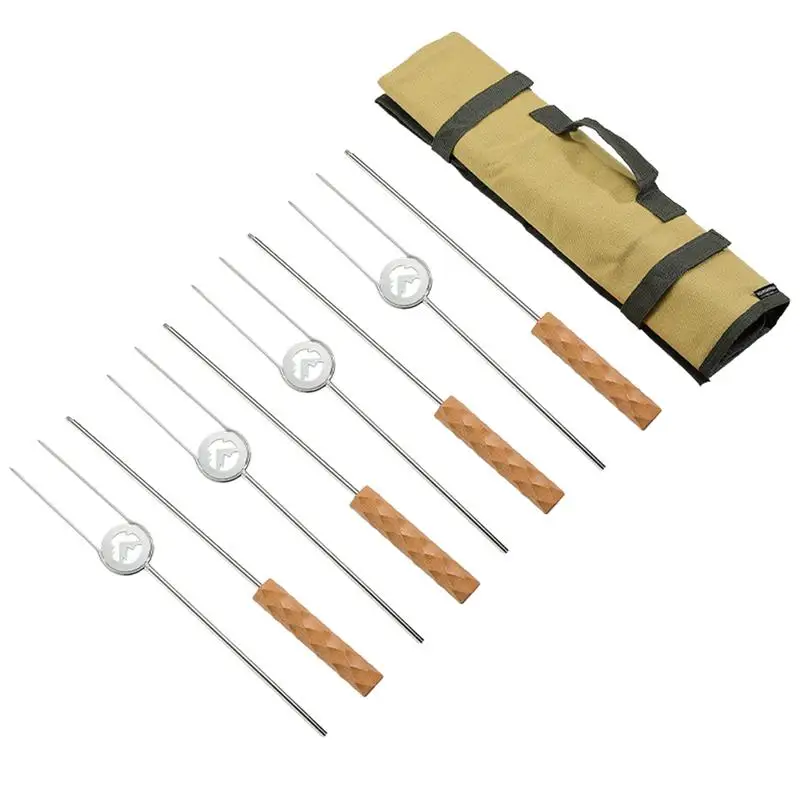 Roasting Stick Roasting Sticks Smores Skewers For Fire Pit Kit Hot Dog Camping Accessories Campfire 32 Inch Long Fork For BBQ