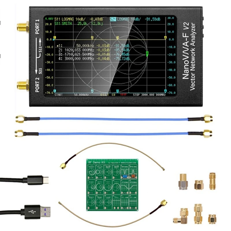 

Векторный анализатор сети Nanovna-F V2 + РЧ демонстрационный комплект металла 5000 мАч 50 кгц-3 ГГц антенный анализатор HF VHF UHF VNA