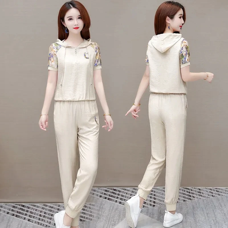 Новинка 2023 летний Повседневный Спортивный комплект с капюшоном для женщин