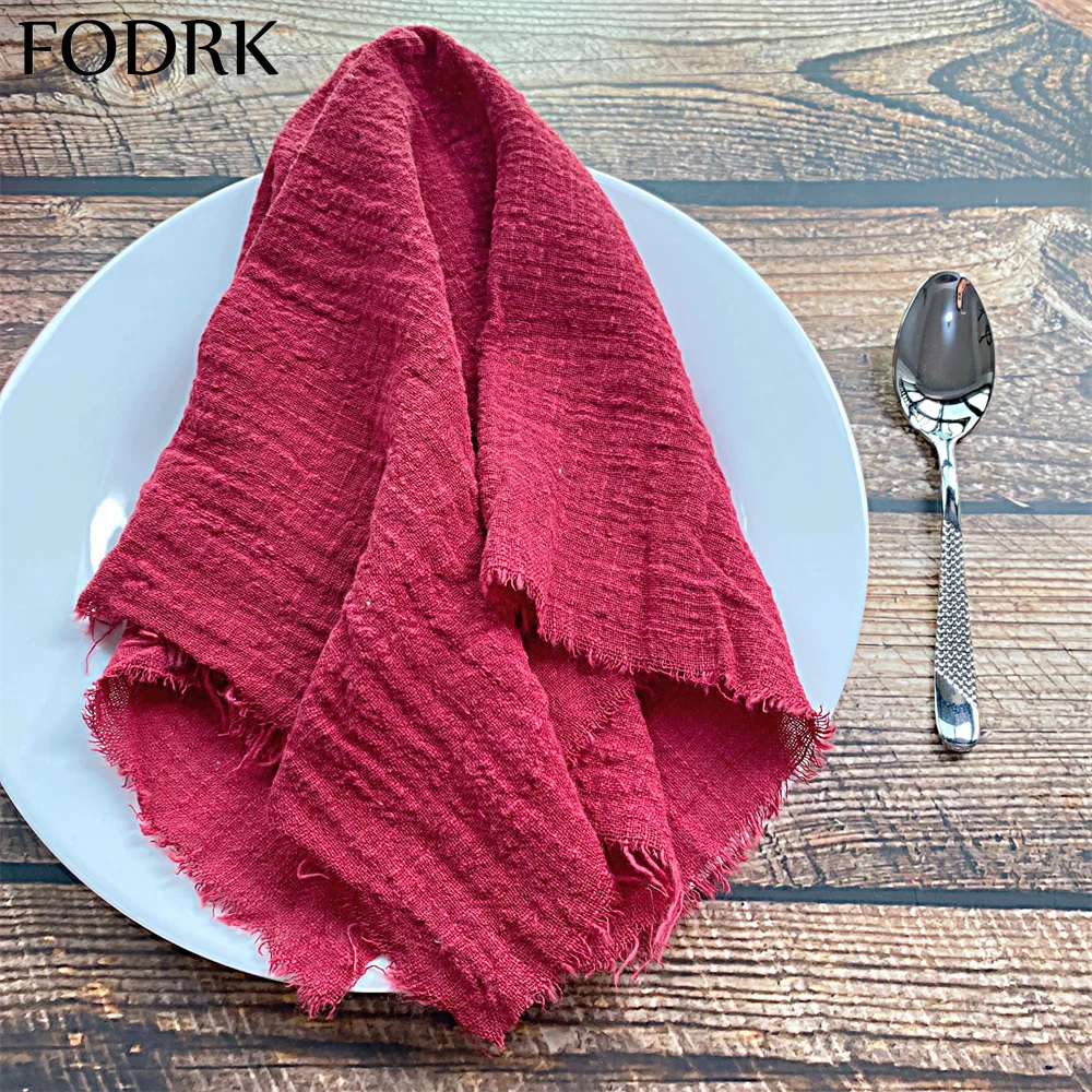 5 штук льняных салфеток для стола 41x41 см, индивидуальная ткань для сервировки, свадебное украшение, праздничное полотенце из хлопчатобумажной газы.