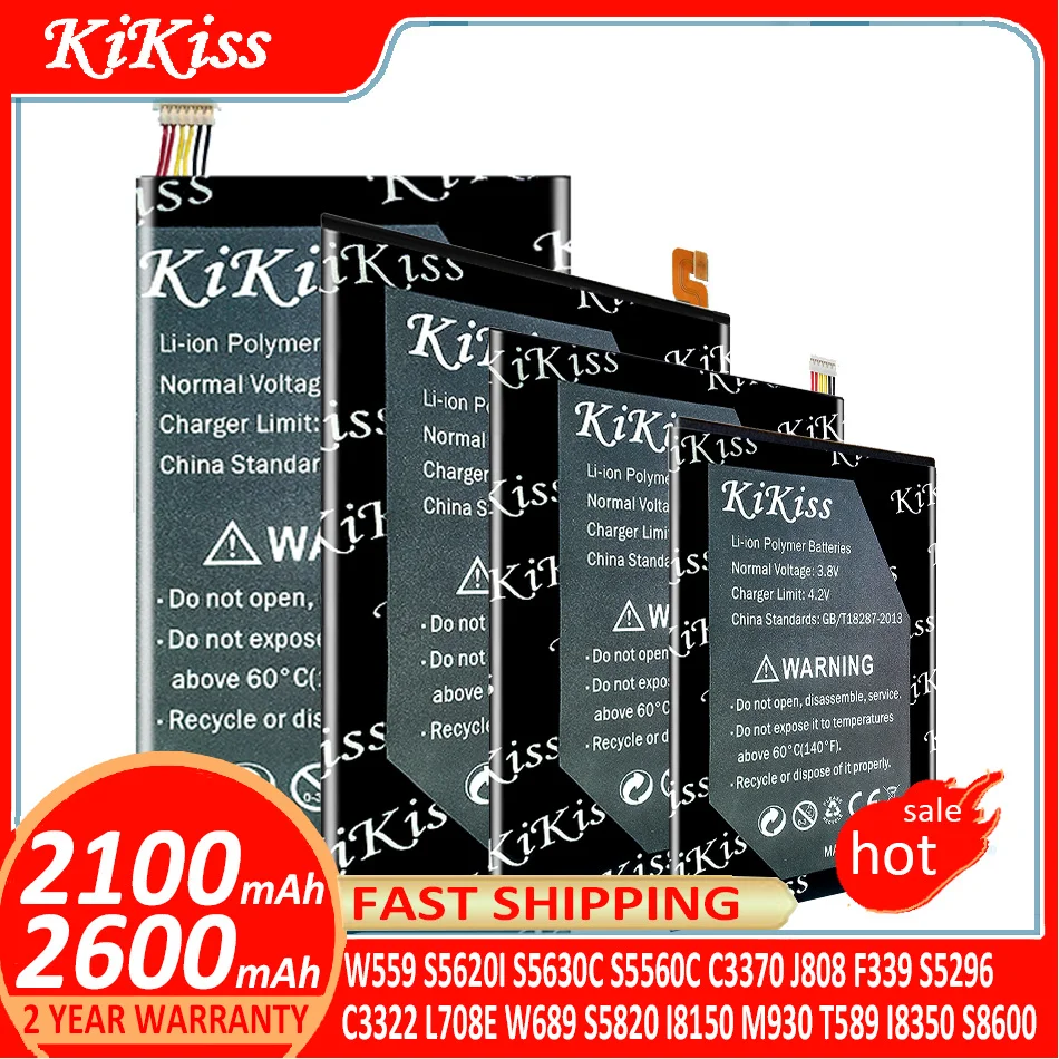 

Аккумулятор KiKiss для Samsung W559 S5620I S5630C S5560C C3370 J808 F339 S5296 C3322 L708E W689 S5820 I8150 M930 T589 I8350 S8600