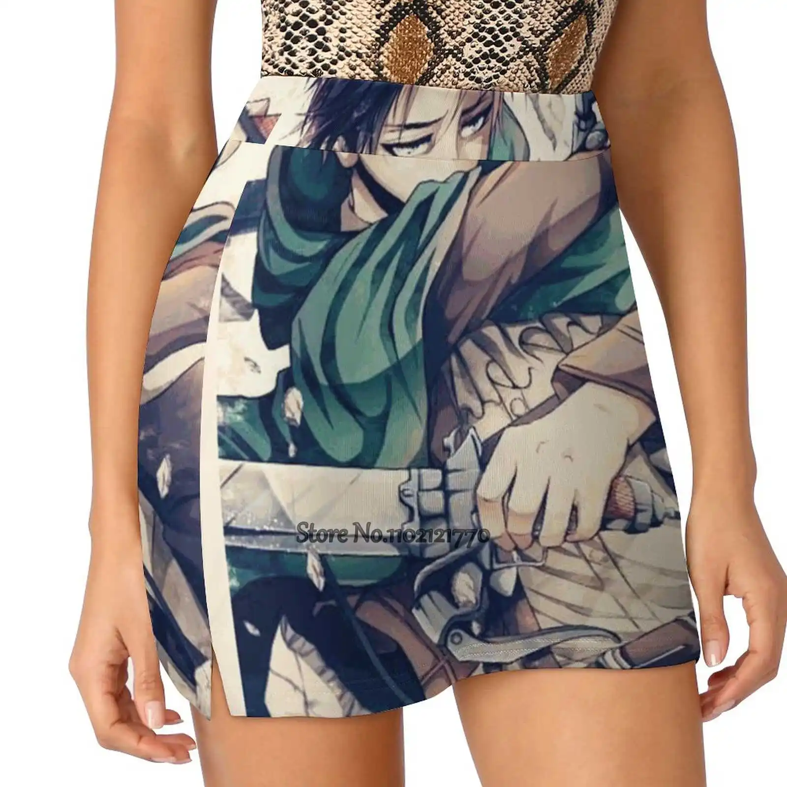 

Levi Women Sports Lining Skirt Tennis Dance Fitness Short Printed Skirts Shingeki No Kyojin Shingekinokyojin Atackontitan Atack