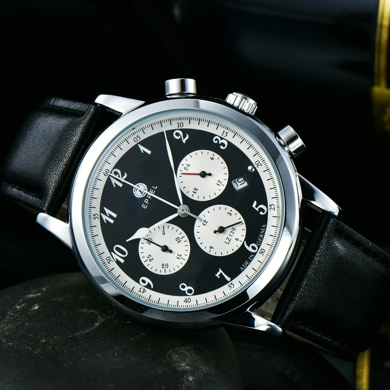 

Quartz Watch Orologio Uomo Chronograph Mens Luxury 6-pin Watch Three Eyes Pairing Watch Steeldive German Mens Wristwatches
