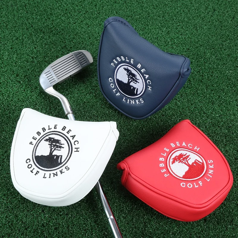 

Golf Mallet Putter Covers Waterproof PU Leather Semicircle Headcover Protector w/ Magnetic Closure Golf Club Heads Cover 13x11cm