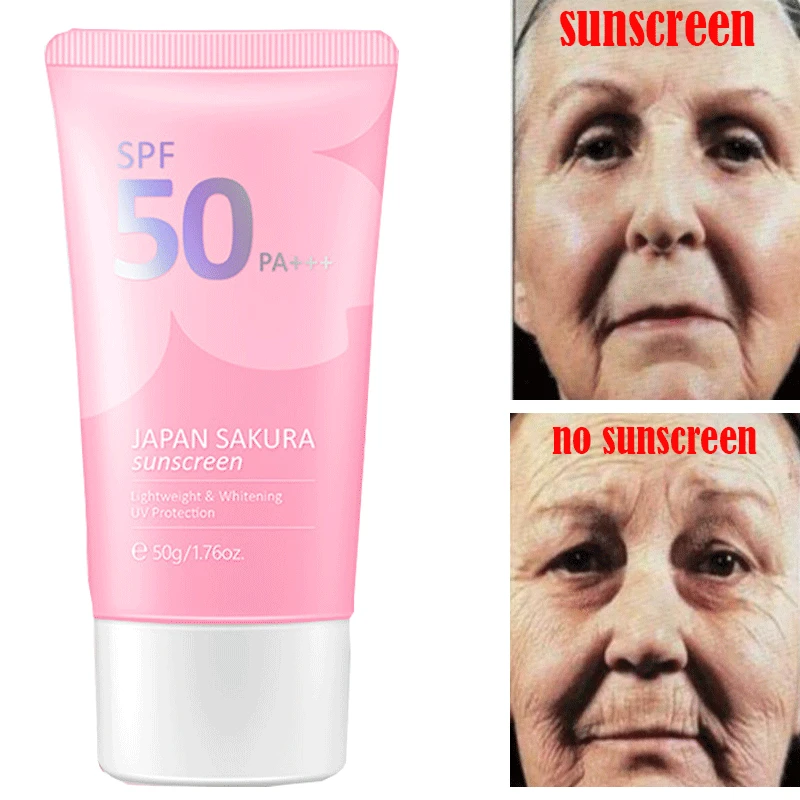 

Sakura Sunscreen Cream Protector Facial Sun Block Spf50 Gel Isolation Lotion Cream Bleaching Creams Facial Moisturizer Whitening