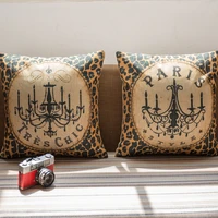 printed cushion cover 45x45cm american style leopard print cotton linen pillow case for sofa living room bedroom home decoration