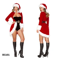 sexy women christmas dress set fashion tube tops romper and long sleeve coat party costume sexy clothes set