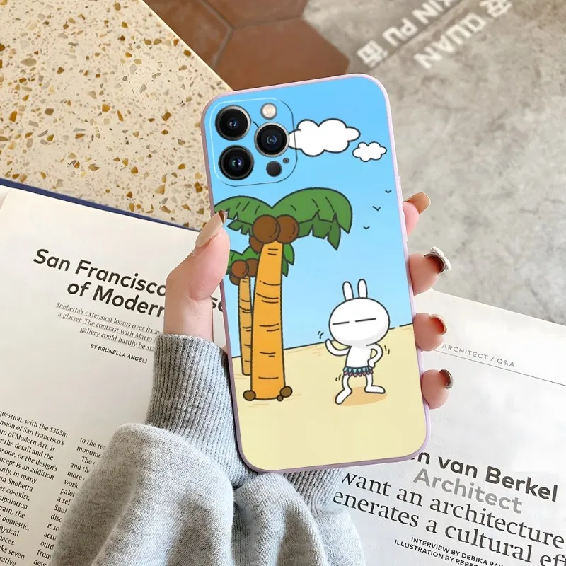 

Cute Rabbit Phone Case Candy Color For IPhone 14 12 13 11 Pro Max Mini X XR XS Max 7 8 Plus Soft Silicon Cover