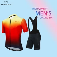 keyiyuan gradient summer style men cycling jersey short sleeve team breathable bike shirt downhill mtb wear bicycle clothes