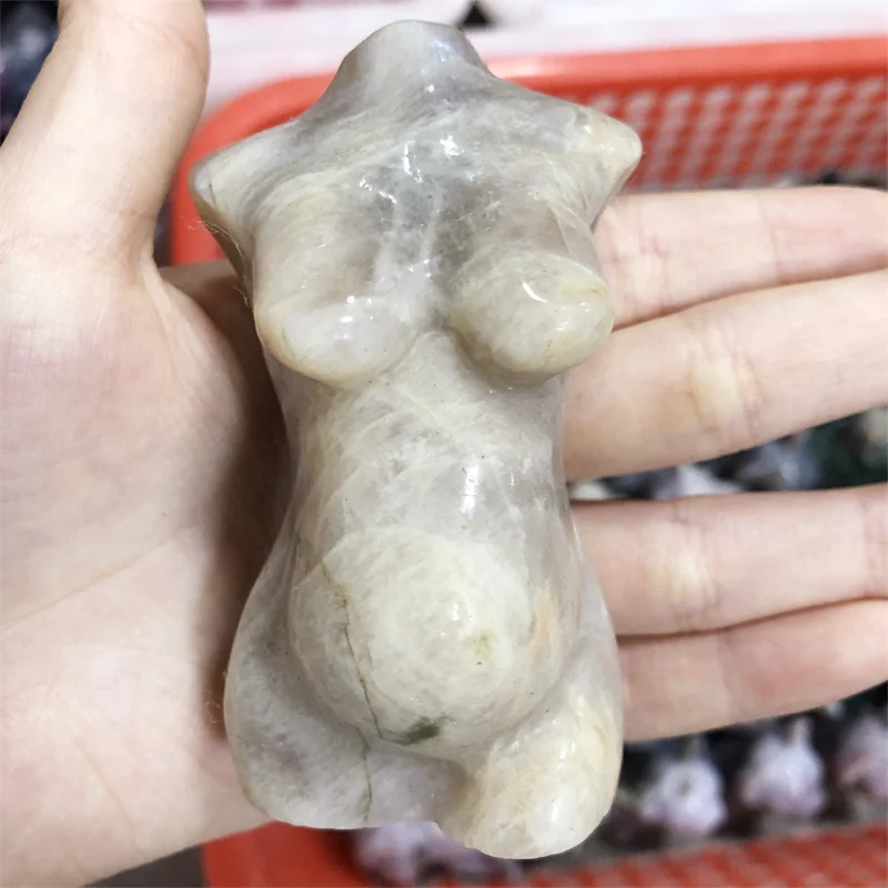 

Natural Crystal Moon Stone Pregnancy Model Body Goddess Polished Figurine Crafts Reiki Stone Home Ornament Gifts