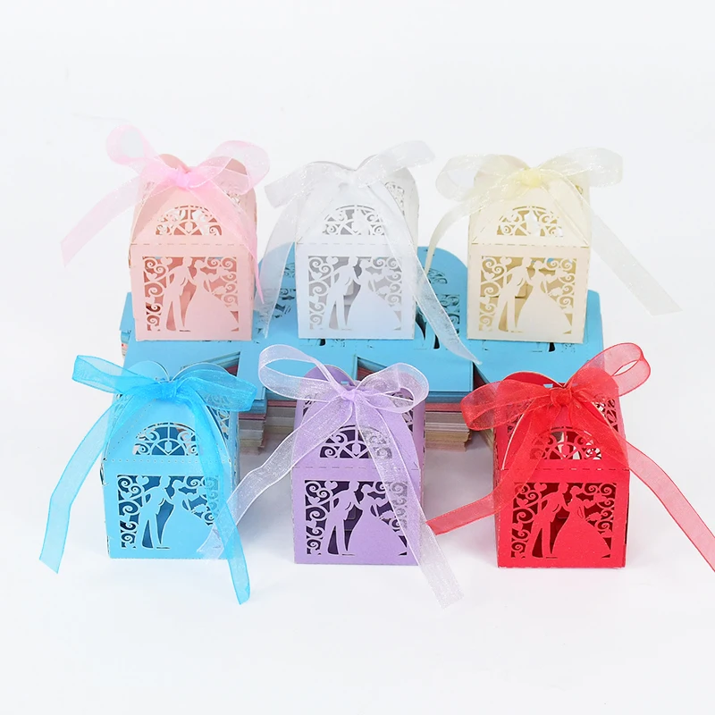 

10/20Pcs Wedding Candy Box Laser Hollow Groom Bride Sweets Chocolate Packaging Gift Boxes Bridal Shower Marriage Party Supplies