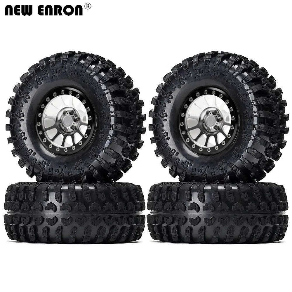 

NEW ENRON Black Alloy 2.2" Beadlock Wheels Rim & Rubber Tires for 1/10 RC Car Traxxas TRX-4 Axial SCX10 90046 YETI RR10 Wraith