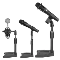 mini portable mic stand adjustable height desktop condenser microphone stand holder with plastic base mic clip
