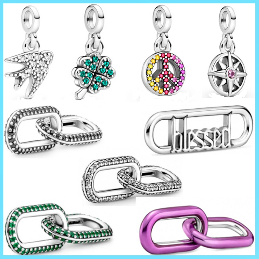 

100% г., Paa, серебряный вневременный браслет с подвесками, соединяющийся с четырьмя листьями клевера, модные ювелирные украшения «сделай сам»