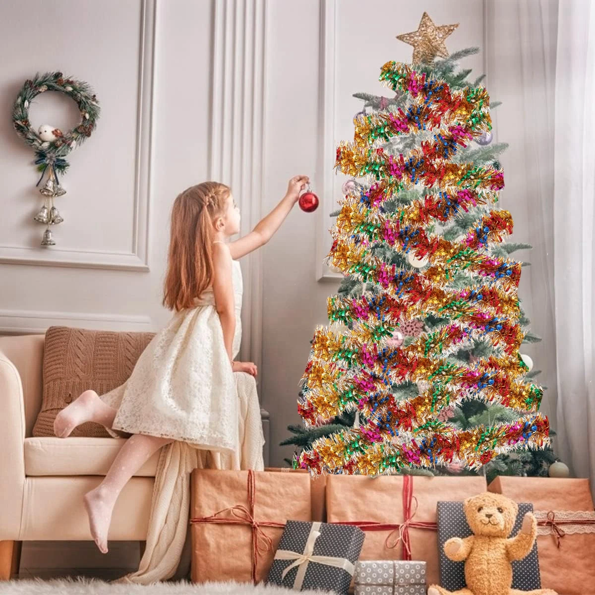 Рождественские блестящие кисточки искусственное украшение для рождественской