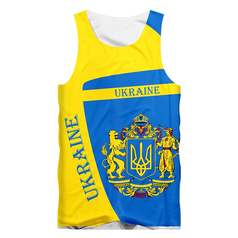

3D Ukraine Tank Top Flag Design Printing Men's Ukraine Clothing Sleeveless Fitness Summer Flag Logo Vest Dropshipping Wholesale